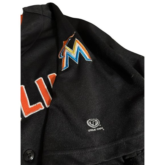 True Fan MLB Miami Marlins Baseball Jersey Button Up Mens Size XL - Picture 4 of 8